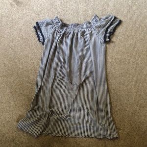 Checkered Blue And White Off The Shoulder Dress